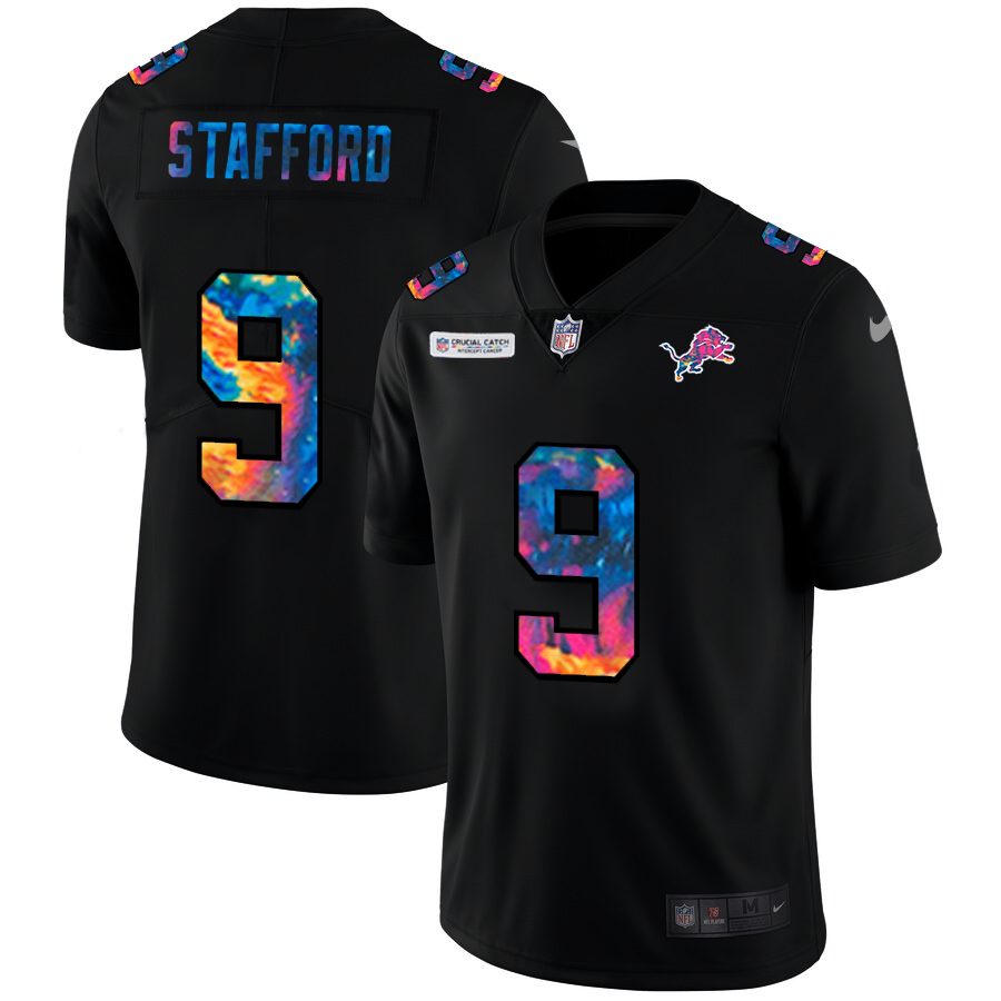 NFL Detroit Lions #9 Matthew Stafford Men Nike MultiColor Black 2020  Crucial Catch Vapor Untouchable Limited Jersey->dallas cowboys->NFL Jersey